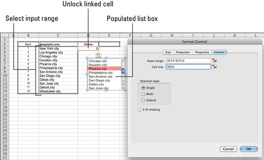 Photographie - La fabrication des boîtes de liste pour les formulaires Excel dans Office 2011 pour Mac