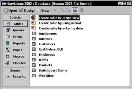Photographie - Donner un sens à la fenêtre de base de données dans Access 2002
