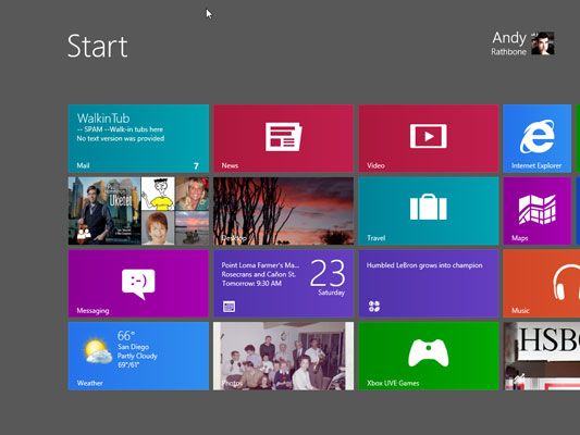 Windows 8's new touchable Start screen lets you access information while on the go.