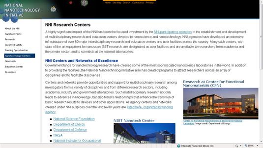 Site National Nanotechnology Initiative.