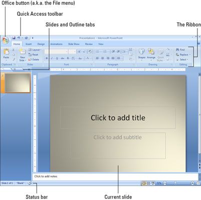 L'écran principal de PowerPoint permet d'accéder aux outils dont vous avez besoin pour commencer à faire des présentations.