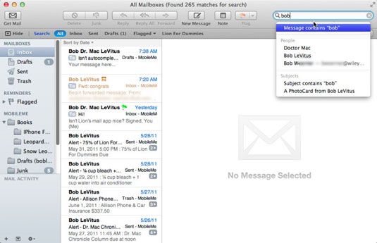 Photographie - Navigation dans la barre d'outils de messagerie dans Mac OS X Lion