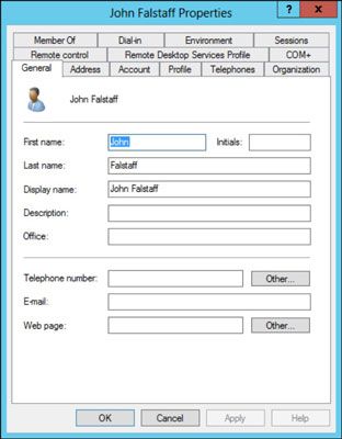Photographie - Administration du réseau: les propriétés de Windows de l'utilisateur