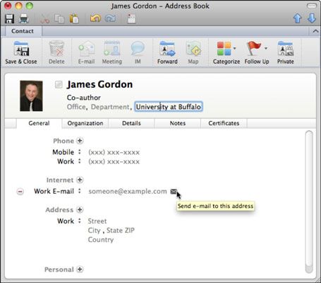 Photographie - Office 2011 pour Mac: ajouter des noms à la liste de contact Outlook