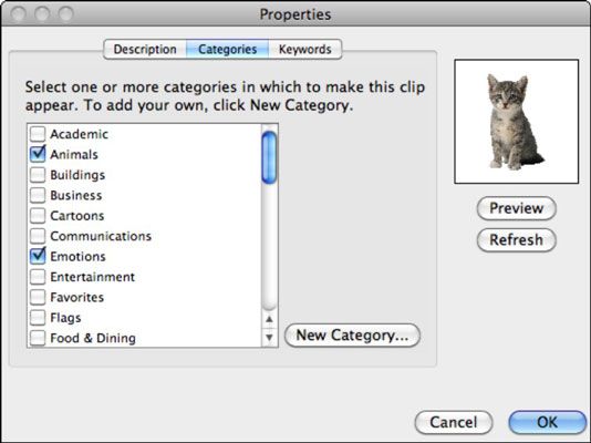 Photographie - Office 2011 pour Mac: évolution des clips catégories d'art et des étiquettes de mots