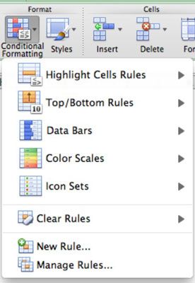 Photographie - Office 2011 pour Mac: le choix des règles de mise en forme conditionnelle dans Excel