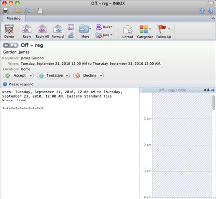 Photographie - Office 2011 pour Mac: répondre aux demandes de calendrier dans Outlook