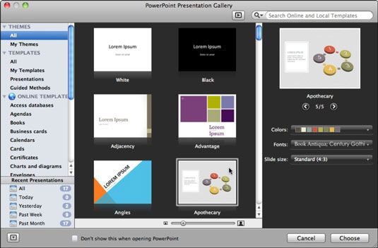 Photographie - Ouvrez la galerie de présentation PowerPoint dans Office 2011 pour Mac