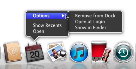 Photographie - Ouverture de menus de l'application dans le Mac OS X Lion quai