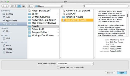 Photographie - Ouverture de fichiers dans Mac OS X Lion