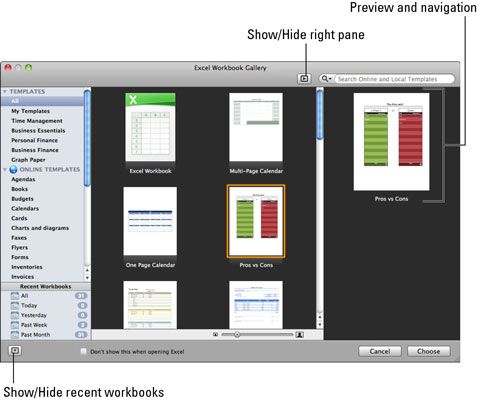 Photographie - Ouverture de la galerie de classeur Excel dans Office 2011 pour Mac