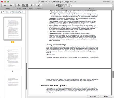 Photographie - Aperçu et pdf options dans OS X Mountain Lion