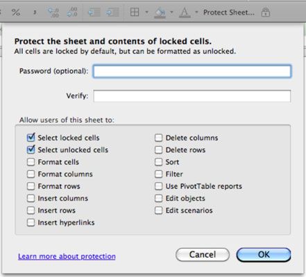 Photographie - Protéger feuilles de calcul Excel et verrouiller cellules dans Office 2011 pour Mac