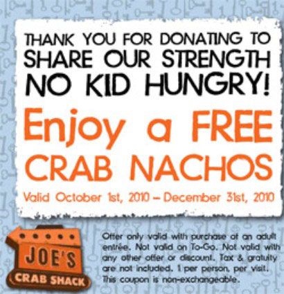 Joe's Crab Shack thanked donors with either key lime pie or crab nachos. Yum!