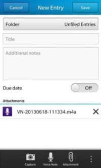 Enregistrer une note vocale sur Evernote pour les appareils BlackBerry