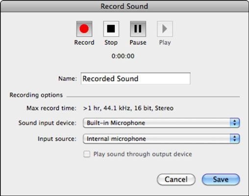 Photographie - Enregistrer des sons directement sur des diapositives PowerPoint dans Office 2011 pour Mac