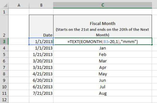 Photographie - Retour d'un mois d'exercice d'une date dans Excel
