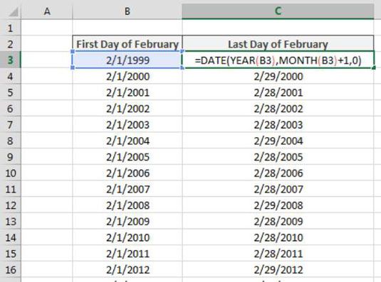 Photographie - De retour le dernier jour d'un mois donné dans Excel