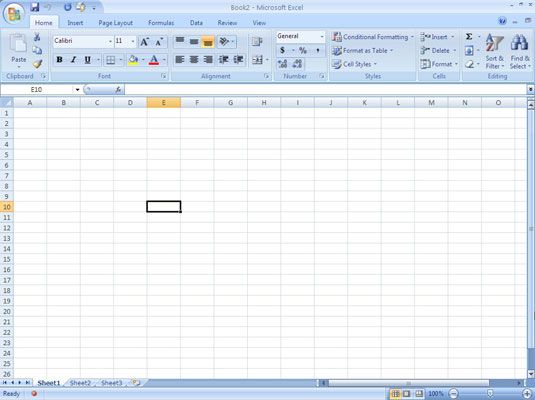 Une bordure noire entoure la cellule active dans une feuille de calcul Excel 2,007.