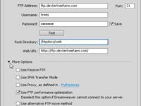 Configurer Dreamweaver's ftp features