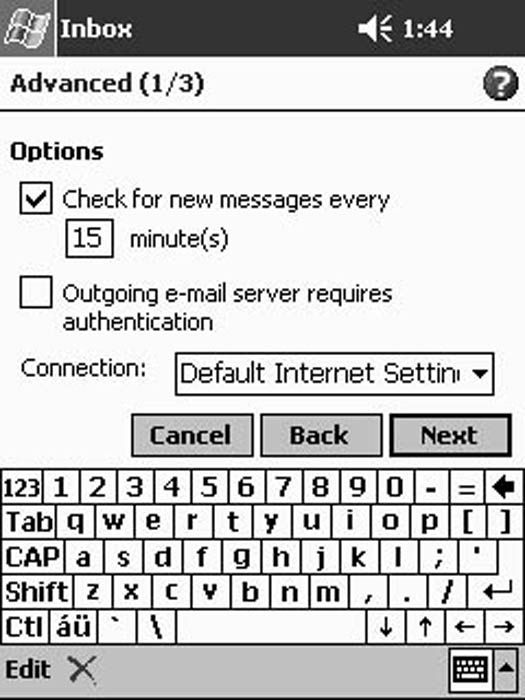 Configuration de votre compte Pocket PC e-mail