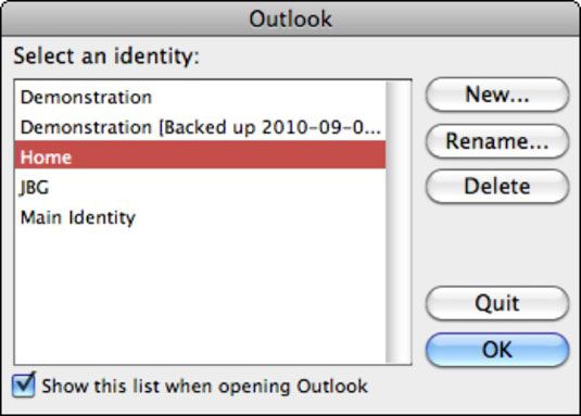 Photographie - Commutation identités Outlook dans Office 2011 pour Mac