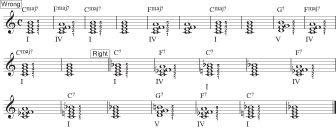 Figure 10: La progression de blues avec septièmes ajouté.