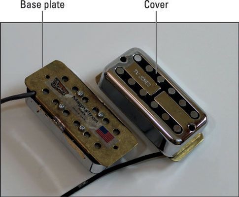 La plaque de couverture et la base de micros de guitare